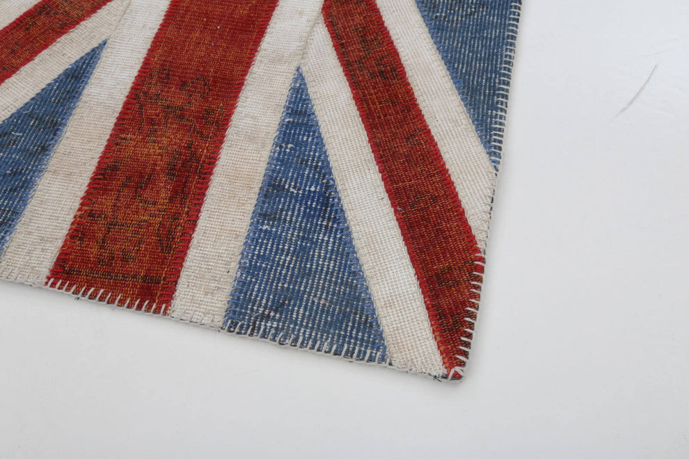 Rug N Carpet - Handwoven Turkish 2' 8'' x 4' 11'' Flag Patchwork Rug