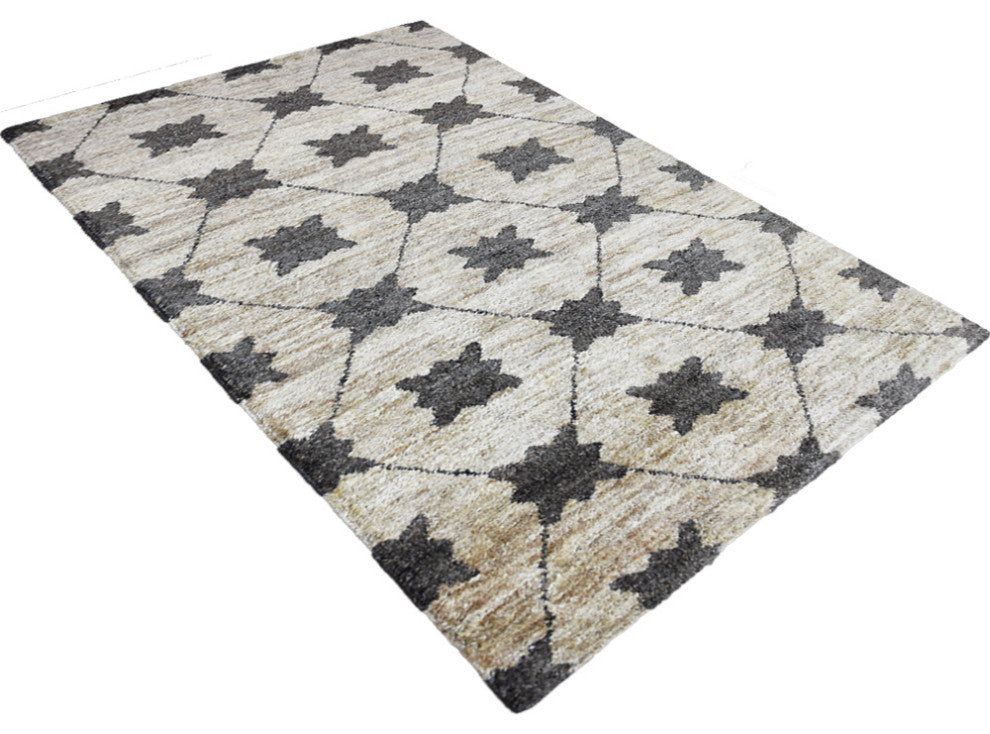 HAND KNOTTED JUTE ECO-FRIENDLY AREA RUGS,Beige Green,Contemporary,Outdoor Indoor, [Rectangle] 4'x6'