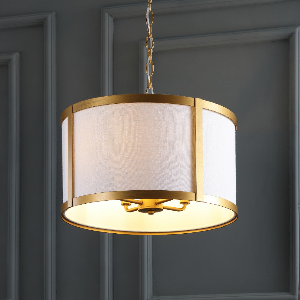 Thatcher Metal LED Pendant Light, 17", Gold, White