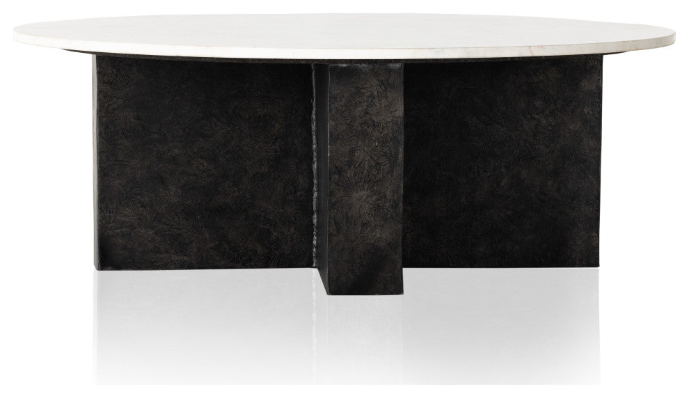 Terrell Round Coffee Table-Plsh White