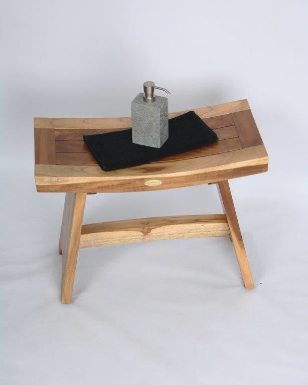 EcoDecors EarthyTeak Serenity Style Shower Bench, 24", Without Shelf