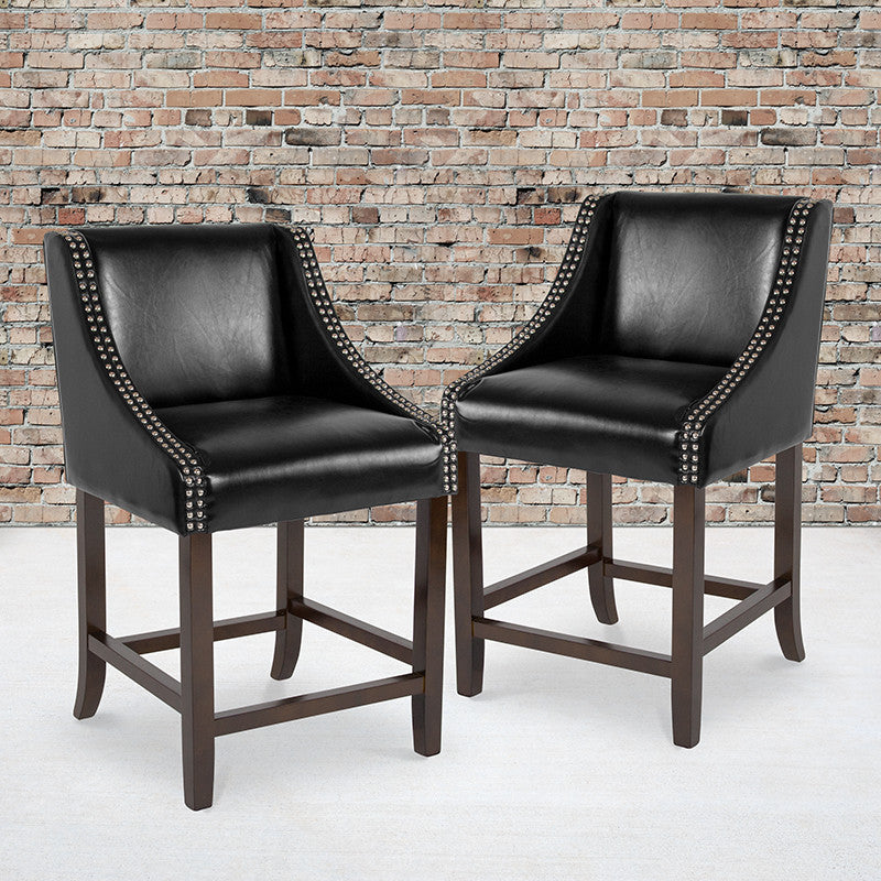 24" Black LeatherSoft Stool