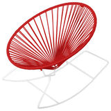 Innit Indoor/Outdoor Handmade Rocker, Red Weave, White Frame