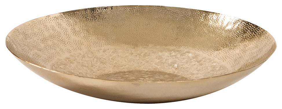 Howard Elliott Gold Aluminum Decorative Bowl with Chisel Texture - Small