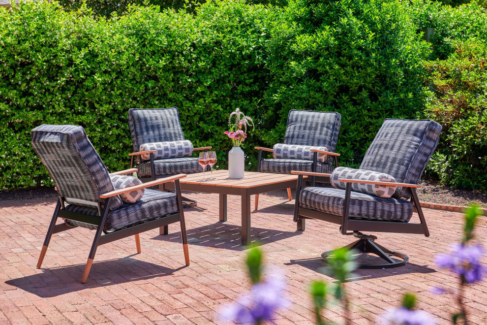 Larssen Cushion Deep Seating Outdoor Ottoman, Restore Indigo/Kona