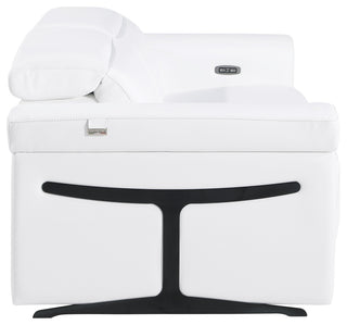 Augusto Top Grain Power Reclining Italian Leather Sofa, White