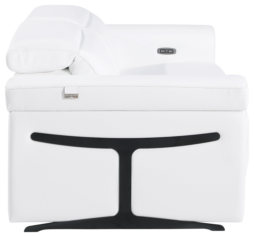 Augusto Top Grain Power Reclining Italian Leather Sofa, White