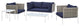 Lounge Sectional Sofa Chair Table Set, Sunbrella, Aluminum, Blue Navy, Outdoor