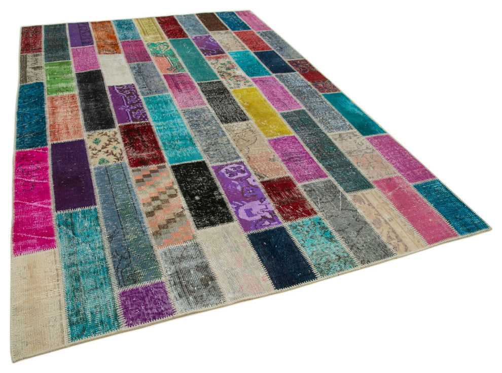 Rug N Carpet - Hand-Knotted Oriental 6' 6" x 9' 9" Vintage Patchwork Area Rug