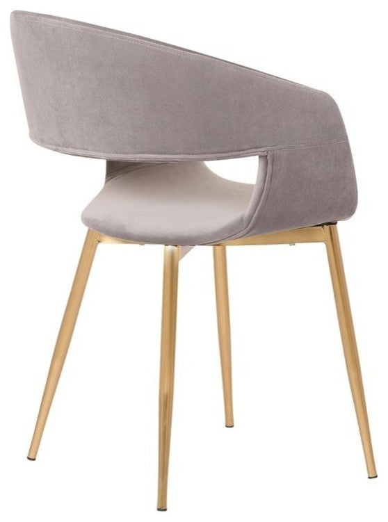 Jocelyn Mid-Century Dining Accent Chair, Gray With Gold Legs