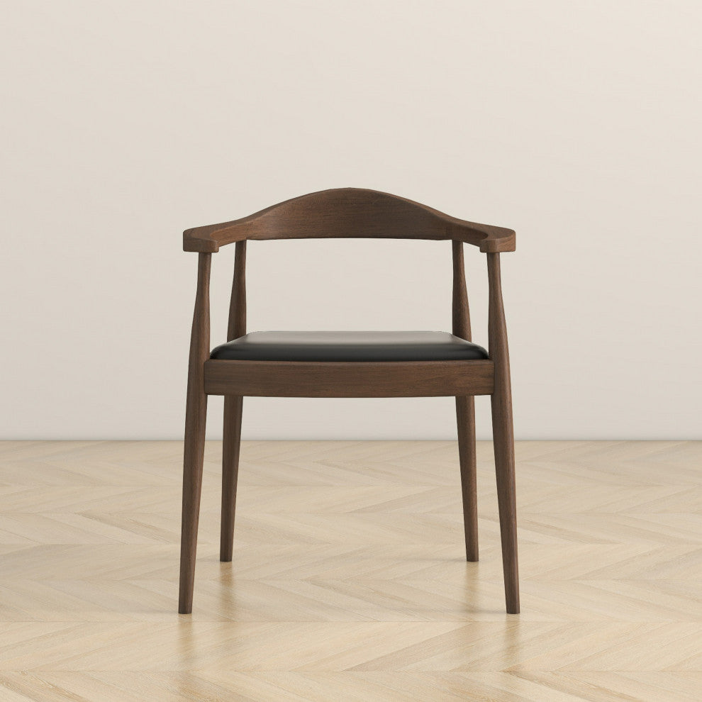 Freya Mid-Century Modern Solid Wood Upholstered Dining Chair, Black