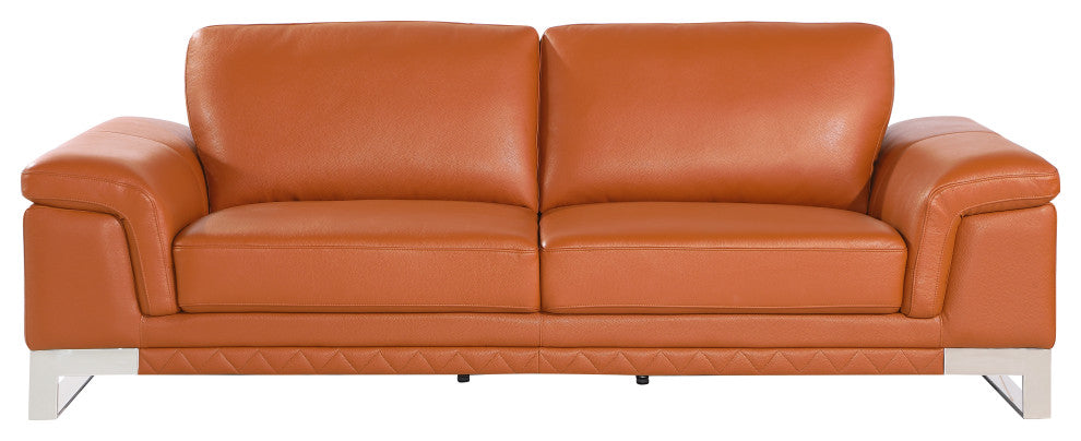 Naples Contemporary Genuine Italian Leather Sofa Camel