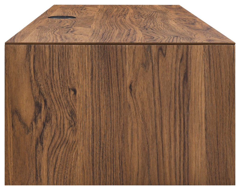Merit 60" Wall Mount Wood Office Desk, Walnut