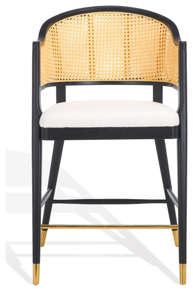 Safavieh Couture Rogue Rattan Barstool, Black/Natural