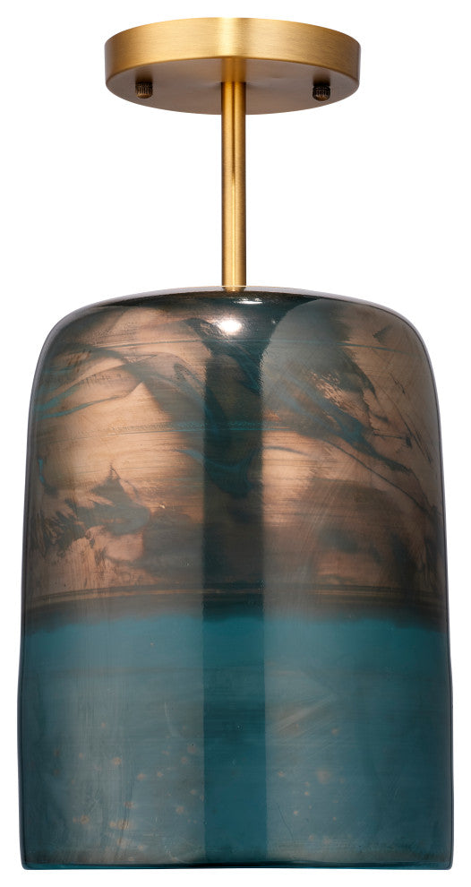 Vapor Glass Semi-Flush Mount, Aqua