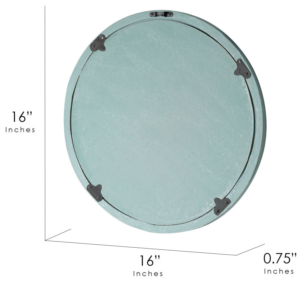 Distressed Reflective Round Green Floral Wood Wall Art Medallion - 16"