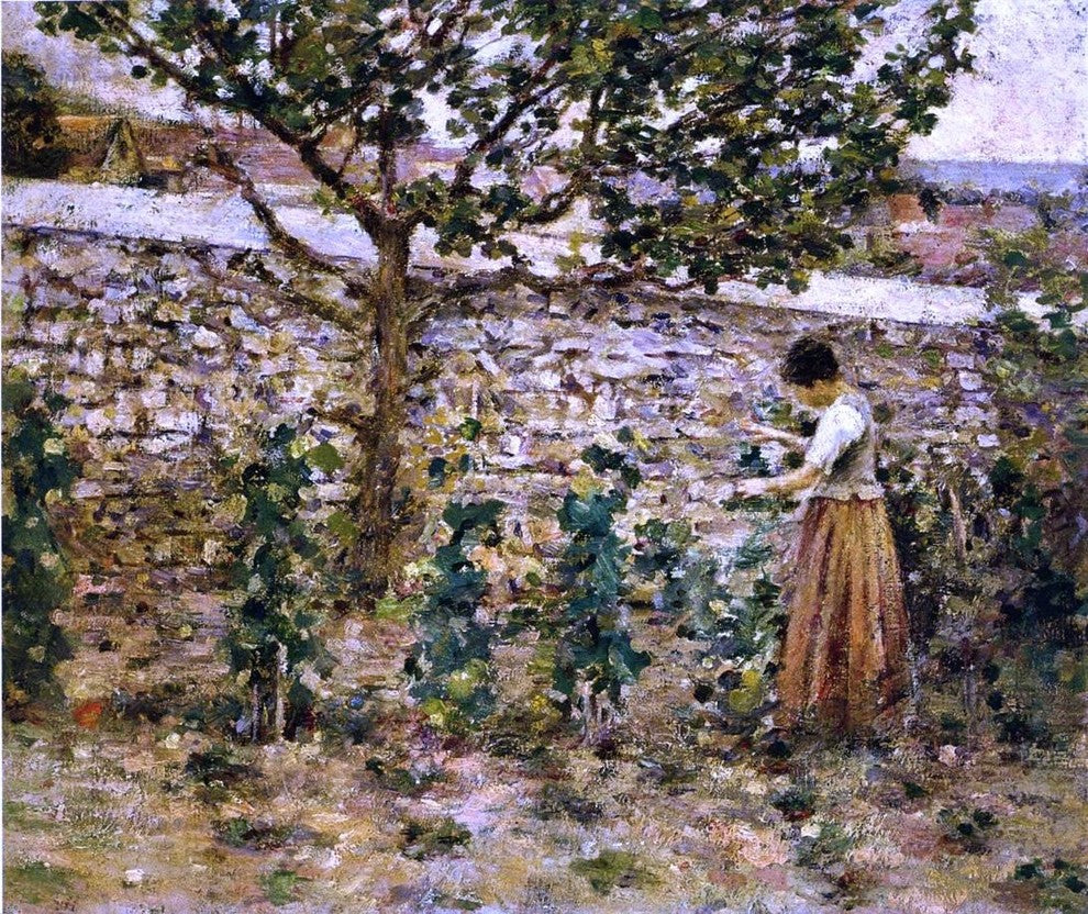 Theodore Robinson In the Garden, 20"x25" Gallery Wrapped Canvas Print