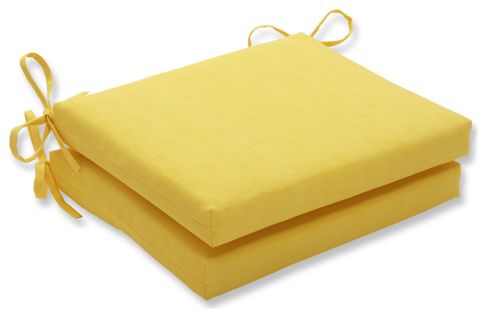 Fresco Melon Squared Corners Seat Cushion, Set of 2, Yellow