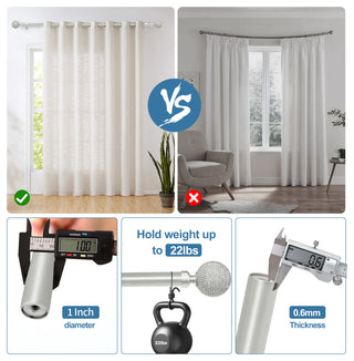 1" Diameter Giato Curtain Rod, Pewter, 48"-84"