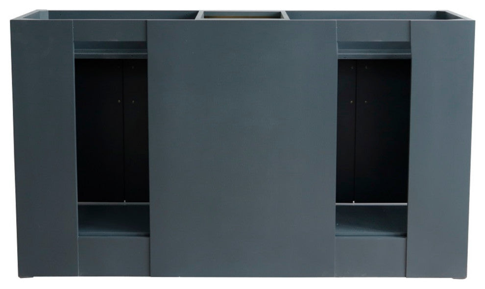 61" Double Sink Vanity, Dark Gray Finish And Black Galaxy Granite