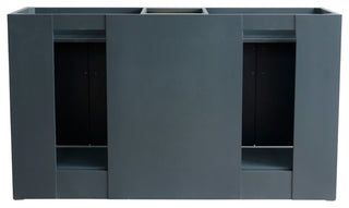 61" Double Sink Vanity, Dark Gray Finish And Black Galaxy Granite