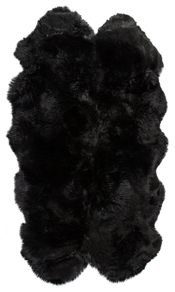 HomeRoots 48" x 72" x 2" Black Quattro Sheepskin Area Rug
