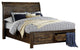 Jackson Rustic Queen Sleigh Platform Bed with Storage Country Brown