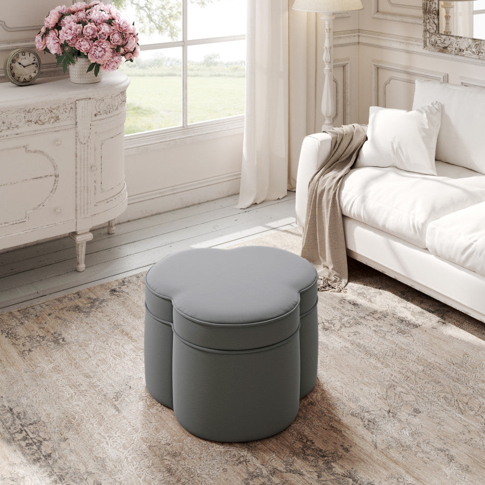 Rustic Manor Jalayah Ottoman, Upholstered, Velvet, Gray