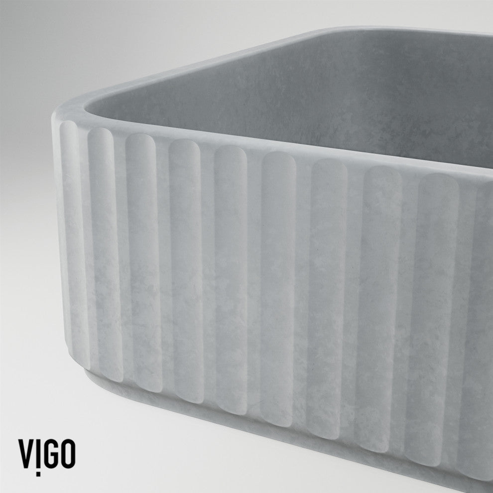 VIGO Windsor 21"L x 14"W x 5"H Concreto Stone Rectangular Bathroom Vessel Sink