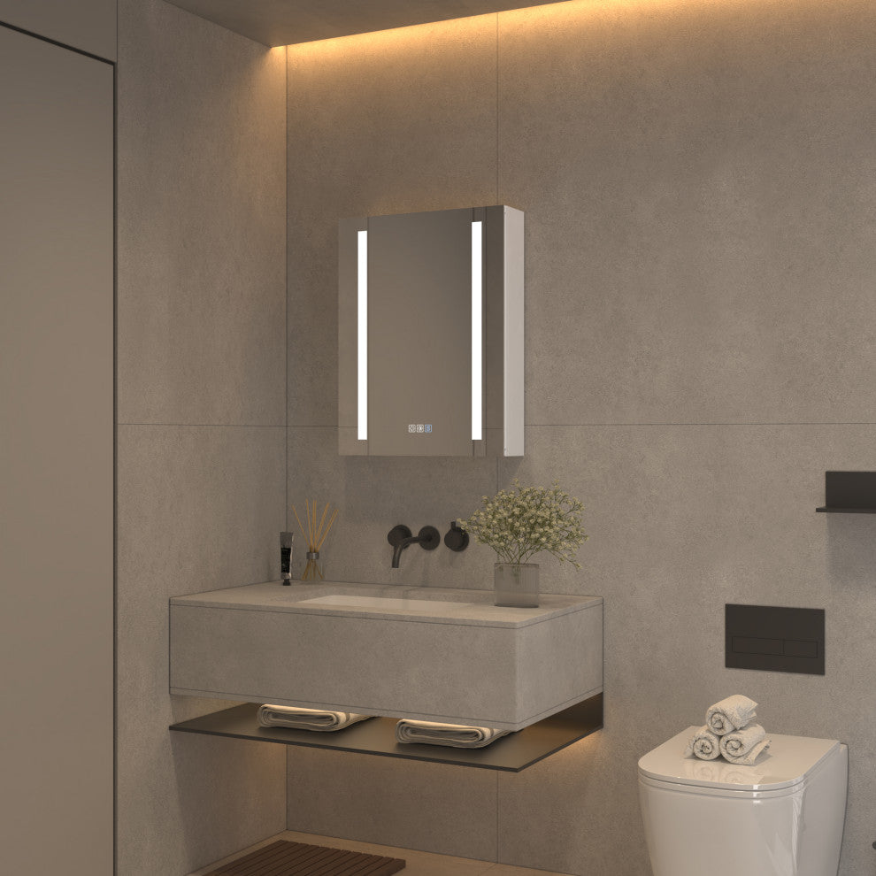 20" Aluminum Surface Mount Medicine Cabinet, Mirrors and Shelves