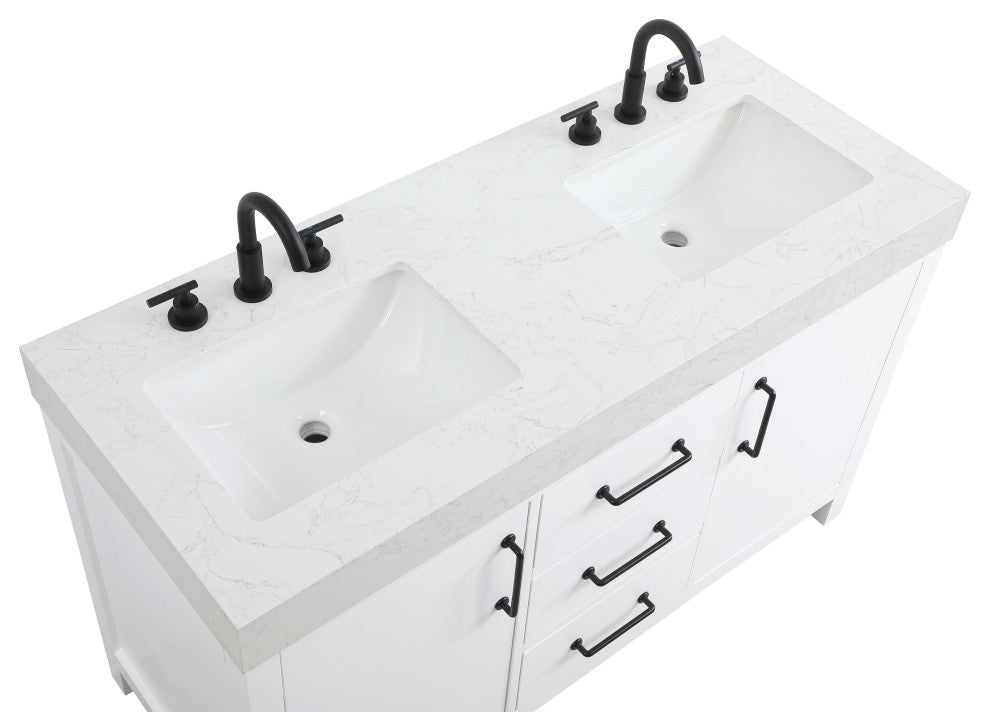 Home Living 54" Double Bathroom Vanity, White