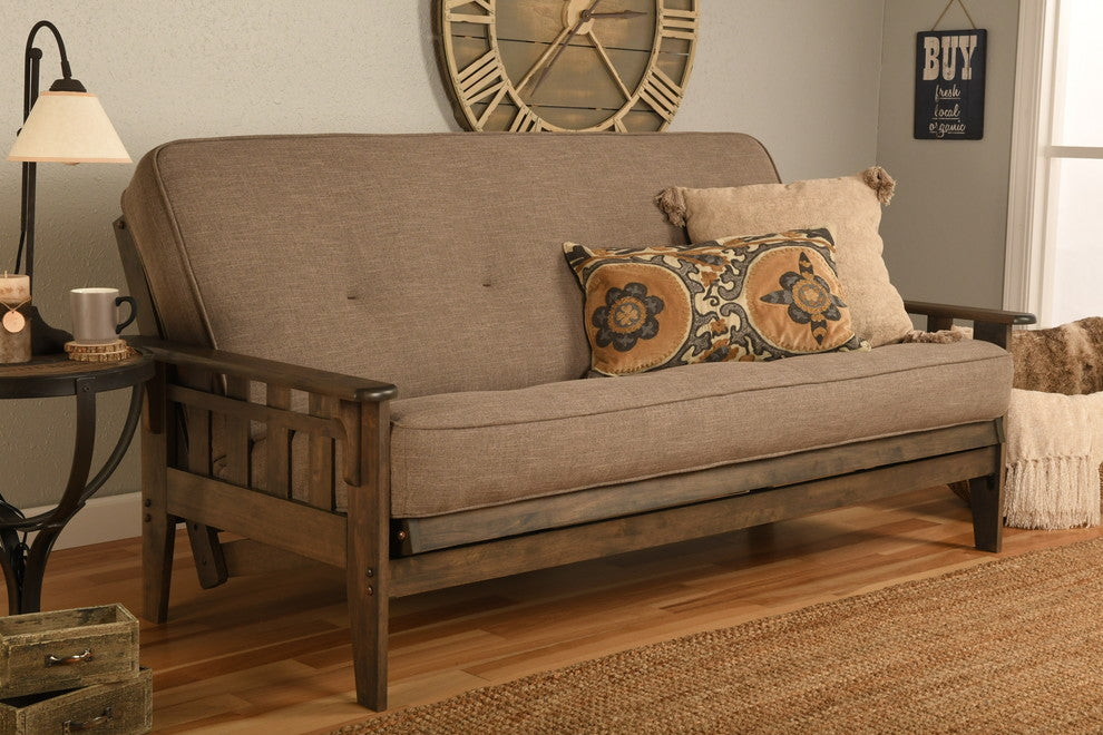 Sonora Frame, Rustic Walnut Finish, Linen Stone