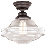 Vaxcel Huntley 12" Flush Mount, Bronze, Clear Seed Glass
