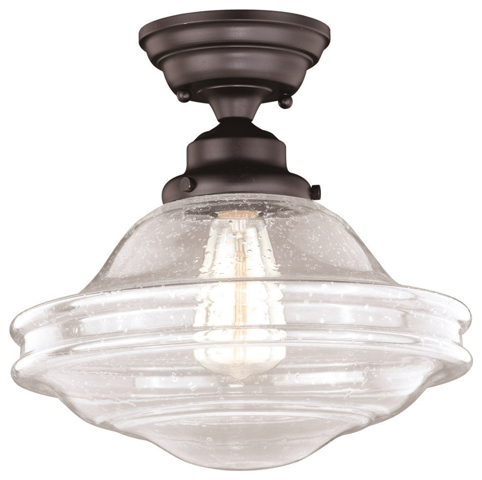 Vaxcel Huntley 12" Flush Mount, Bronze, Clear Seed Glass