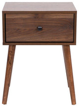 Hatfield One Drawer Wood Nightstand, Side Accent or End Table-Dark Walnut