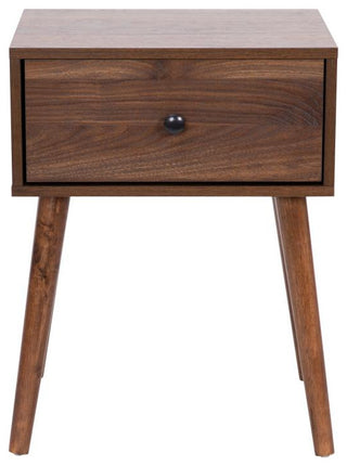 Hatfield One Drawer Wood Nightstand, Side Accent or End Table-Dark Walnut