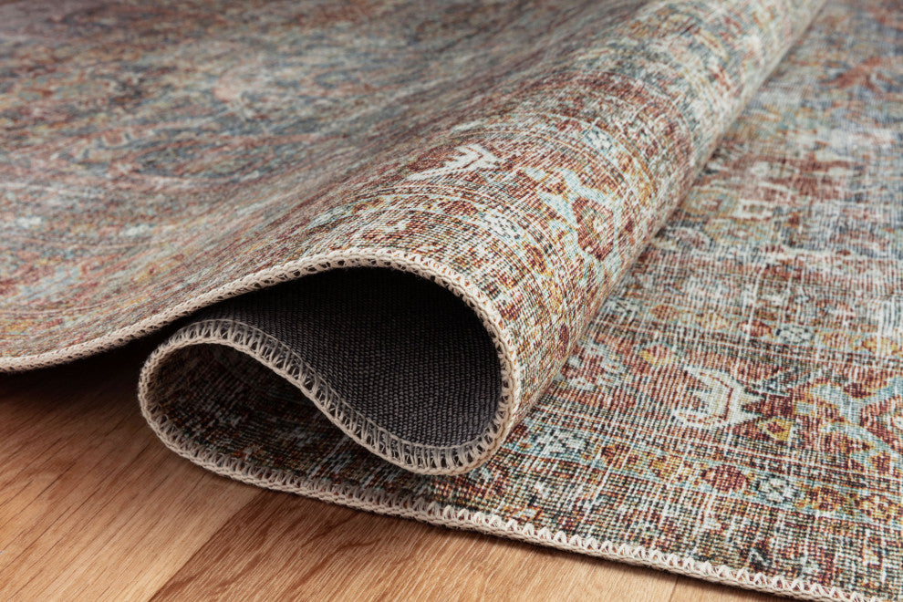 Chris Loves Julia x Loloi Jules Lagoon/Brick 2'-6" x 9'-6" Area Rug