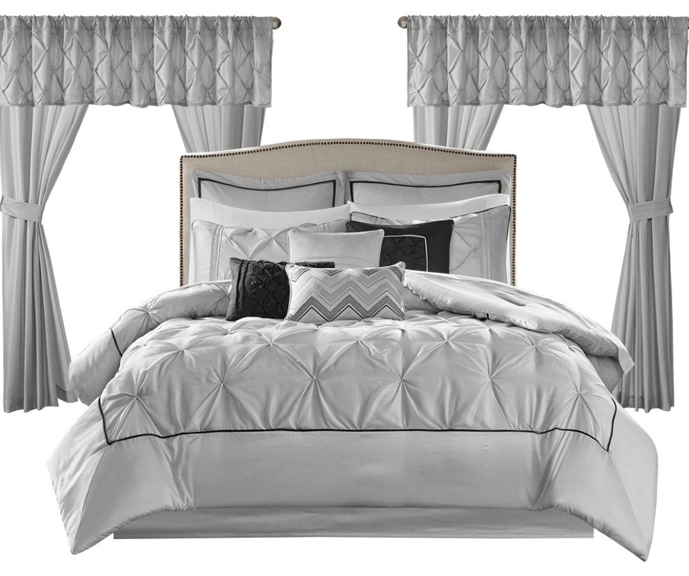 Madison Park Essentials Joella 24 Piece Room, a Bag, Grey