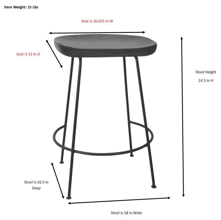 Diya 24.5 Counter Stool - Set of 2 - Natural Seat - Black Base