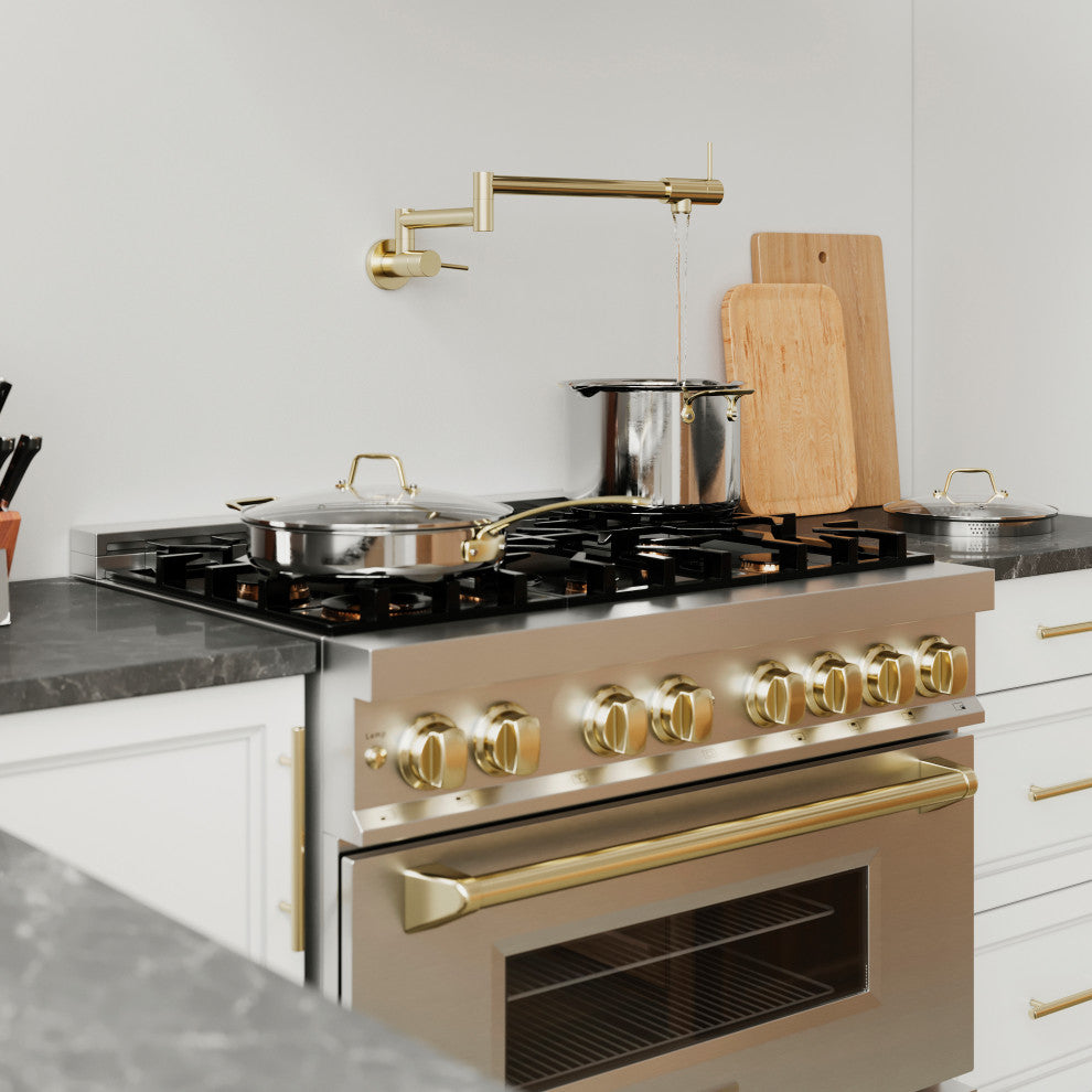 ZLINE Gemini Pot Filler, Polished Gold, GEM-FPF-PG