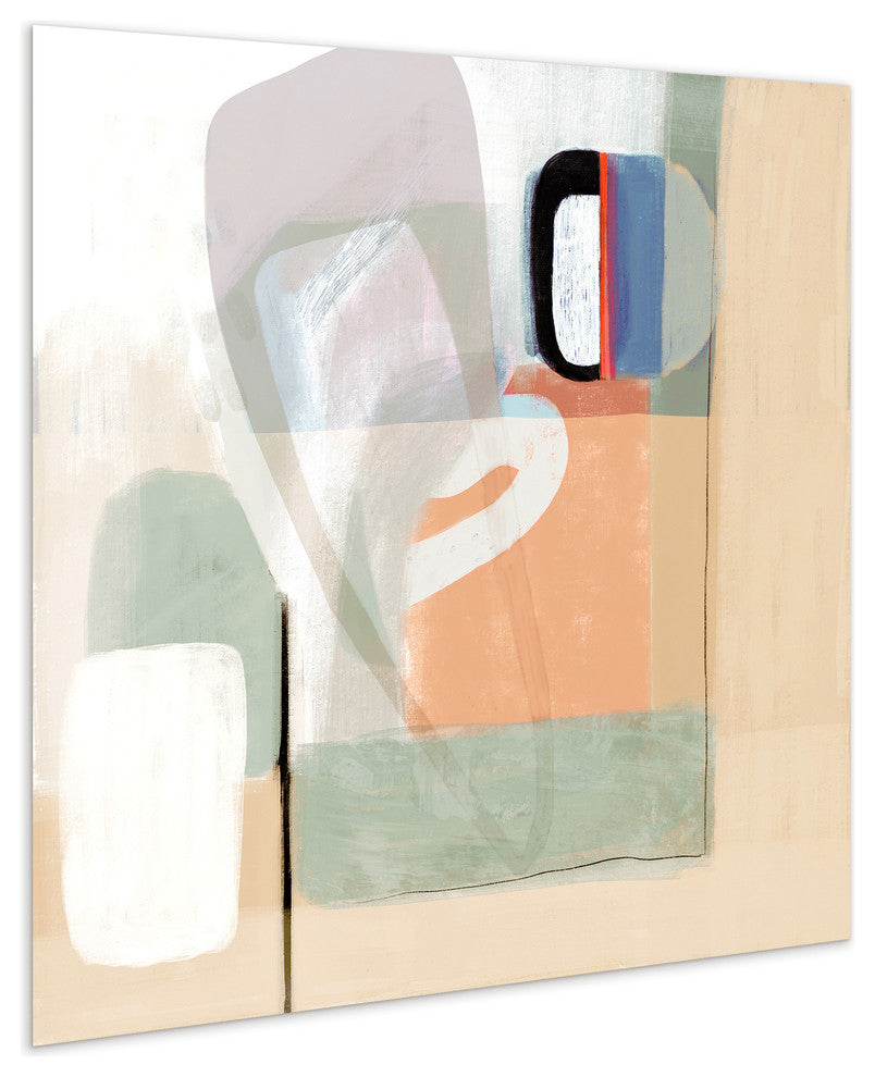 "Multiform I" Abstract Wall Art on Frameless Free Floating Tempered Glass