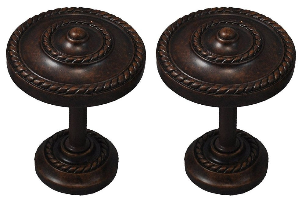 Rope Drapery Medallion Holdback, Mahogany, Set of 2