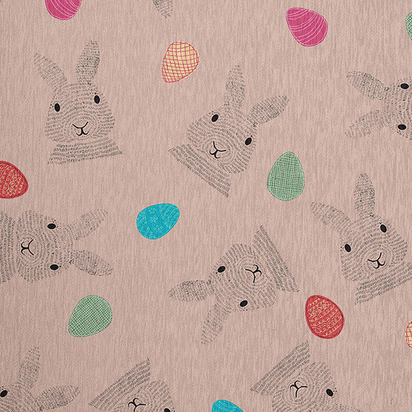Bunnies and Eggs Easter Chenille Rug, Sunwashed Red, 5'x7'