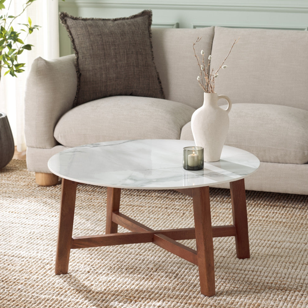 Safavieh Samie Coffee Table, White/Walnut