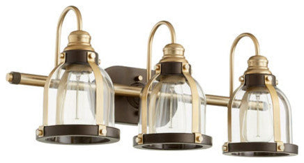 Quorum Lighting 586-3-8086 Vanity Light, Aged Brass With Oiled Bronze