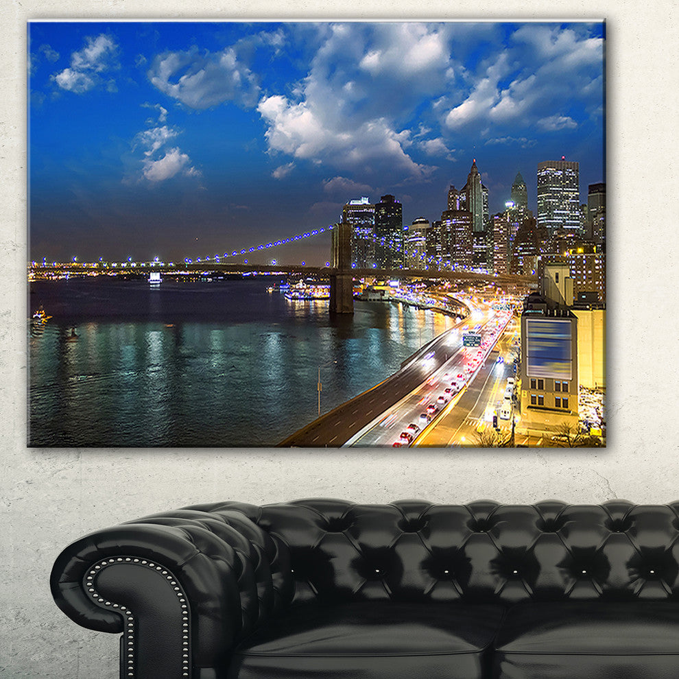 "New York City Wonderful Sunset View" Canvas Print