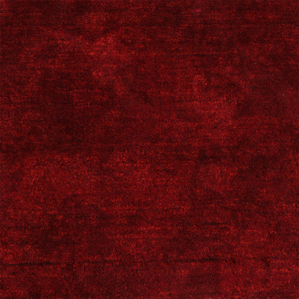 HAND KNOTTED LOOM SILK ECO-FRIENDLY AREA RUGS-Runner,Red Color,Solid Design, [Rectangle] 8'x10'
