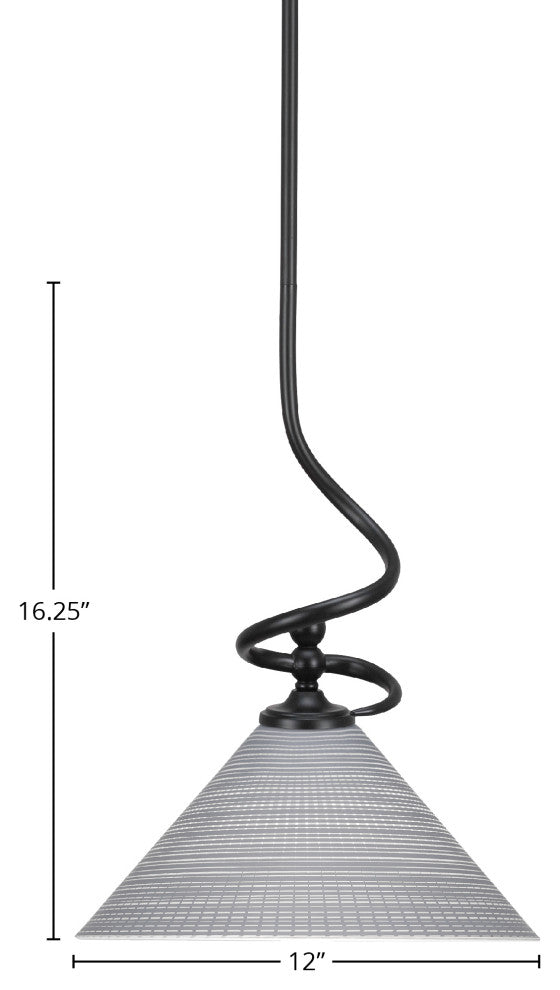 Capri 1-Light Mini Pendant with Hang Straight Swivel, Matte Black/Gray Matrix