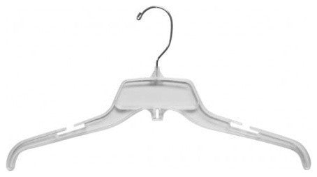 Plastic Top Hanger, Clear, Chrome Finish, Set of 100