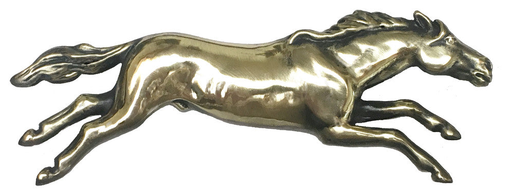 Wild Horse Pull, Right Facing, Antique Brass